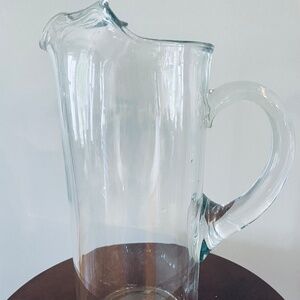Vintage blown glass Tall Martini Pitcher, Tall glass Pitcher, glass Serveware